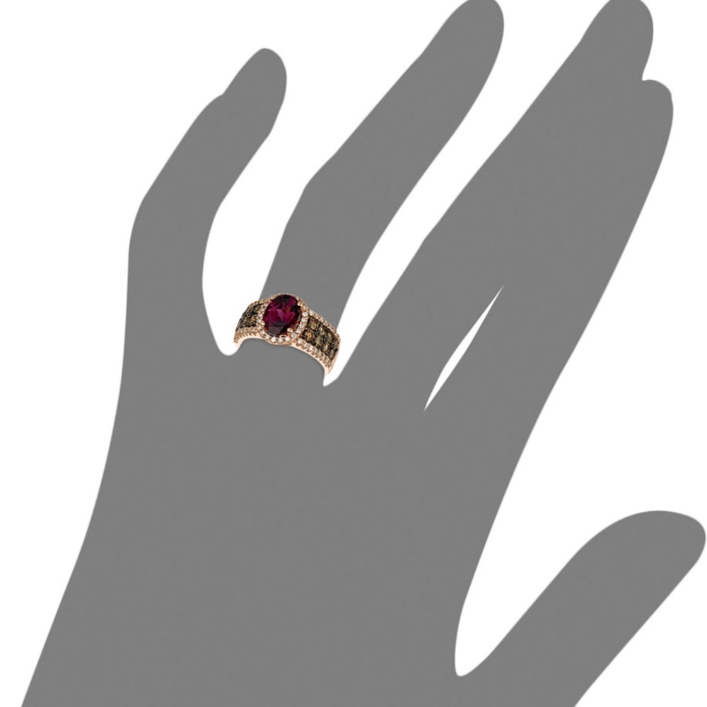 LeVian. 14k gold. Red garnet&diamond ring - Picture 1 of 6